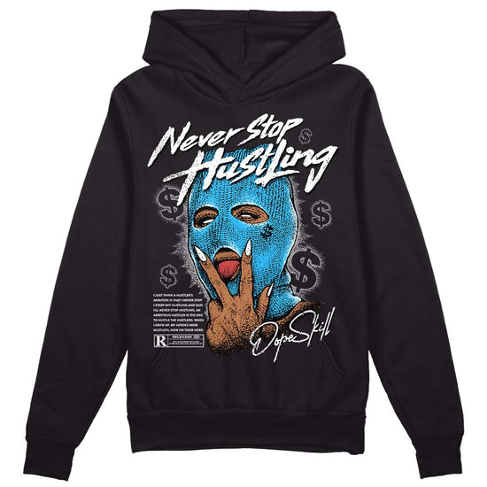 Jordan 2 Low "University Blue" DopeSkill Hoodie Sweatshirt Never Stop Hustling Graphic Streetwear - Black