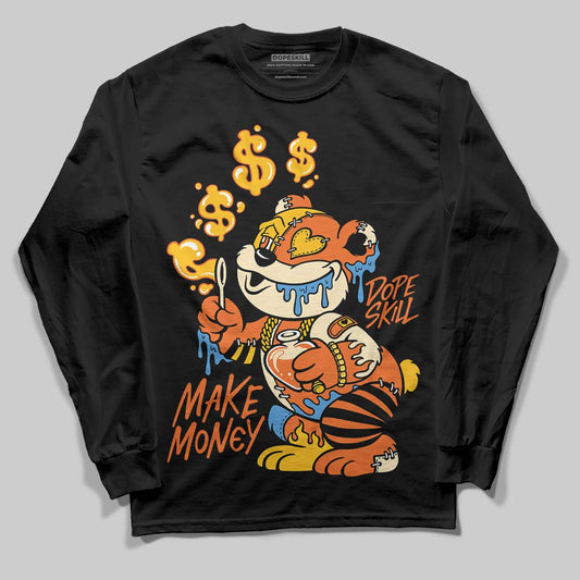Orange, Black and White Sneakers DopeSkill Long Sleeve T-Shirt Make Money Graphic Streetwear - Black