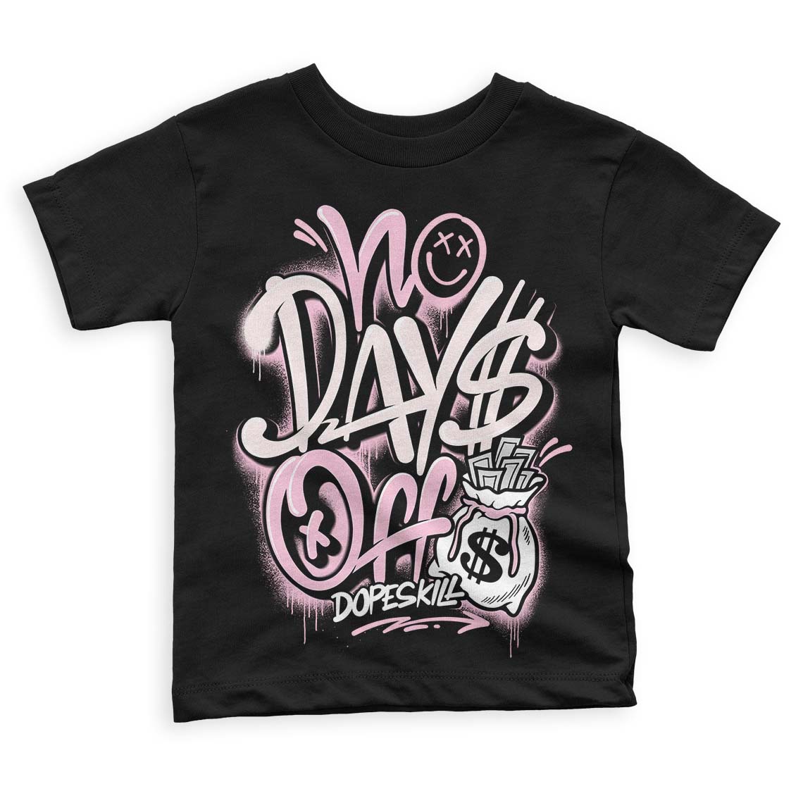 Dunk Low LX Pink Foam DopeSkill Toddler Kids T-shirt No Days Off Graphic Streetwear - Black