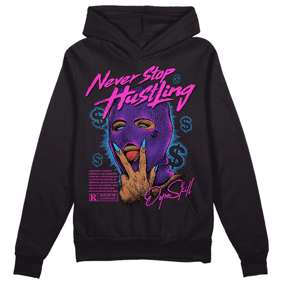 PURPLE  Sneakers DopeSkill Hoodie Sweatshirt Never Stop Hustling Graphic Streetwear - Black 