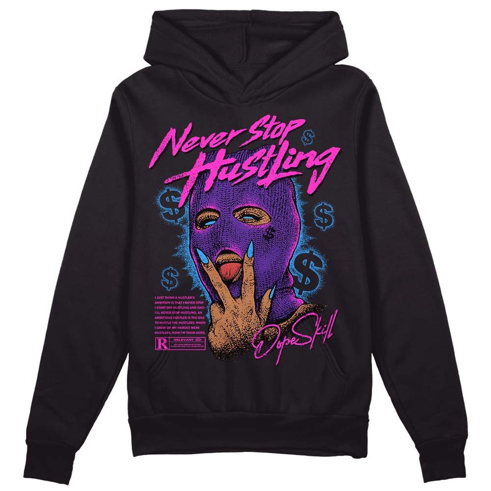 PURPLE  Sneakers DopeSkill Hoodie Sweatshirt Never Stop Hustling Graphic Streetwear - Black 