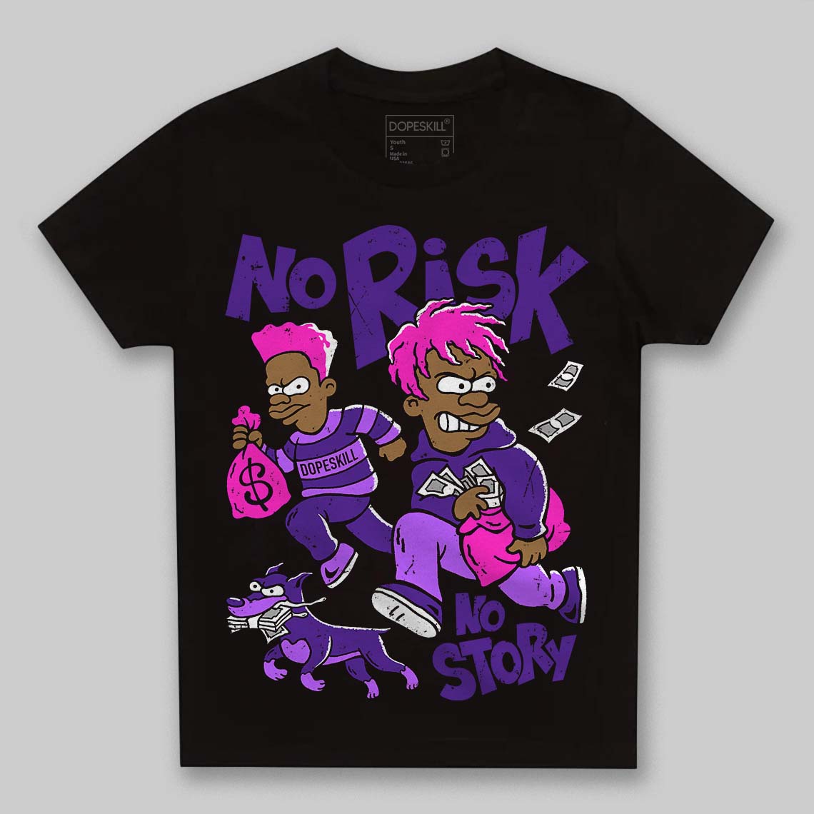 PURPLE Sneakers DopeSkill Toddler Kids T-shirt No Risk No Story Graphic Streetwear - Black