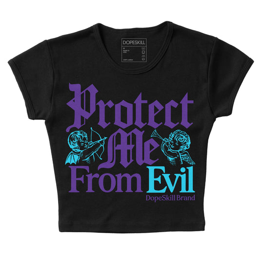 PURPLE Sneakers DopeSkill Women's Crop Top Protect Me From Evil Graphic Streetwear - Black