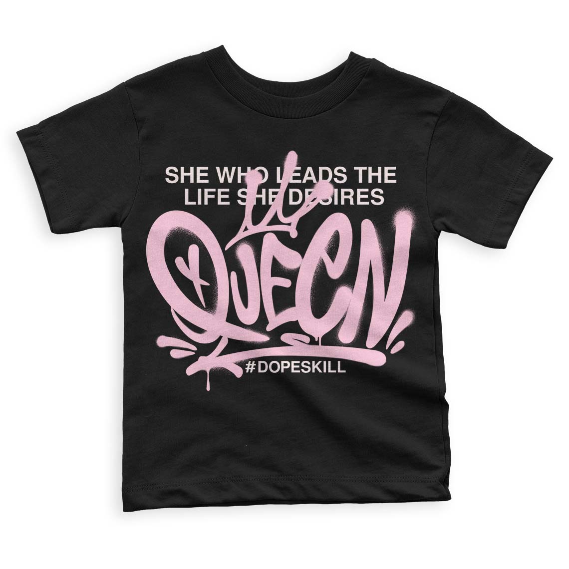 Dunk Low LX Pink Foam DopeSkill Toddler Kids T-shirt Queen Graphic Streetwear - Black