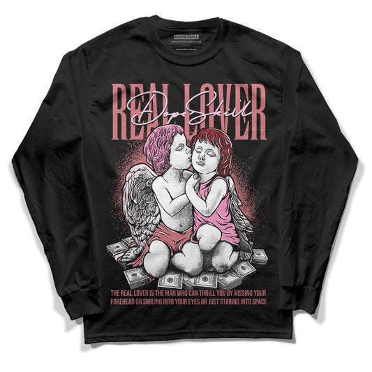 Valentine's Day Collection DopeSkill Long Sleeve T-Shirt Real Lover Graphic Streetwear - Black