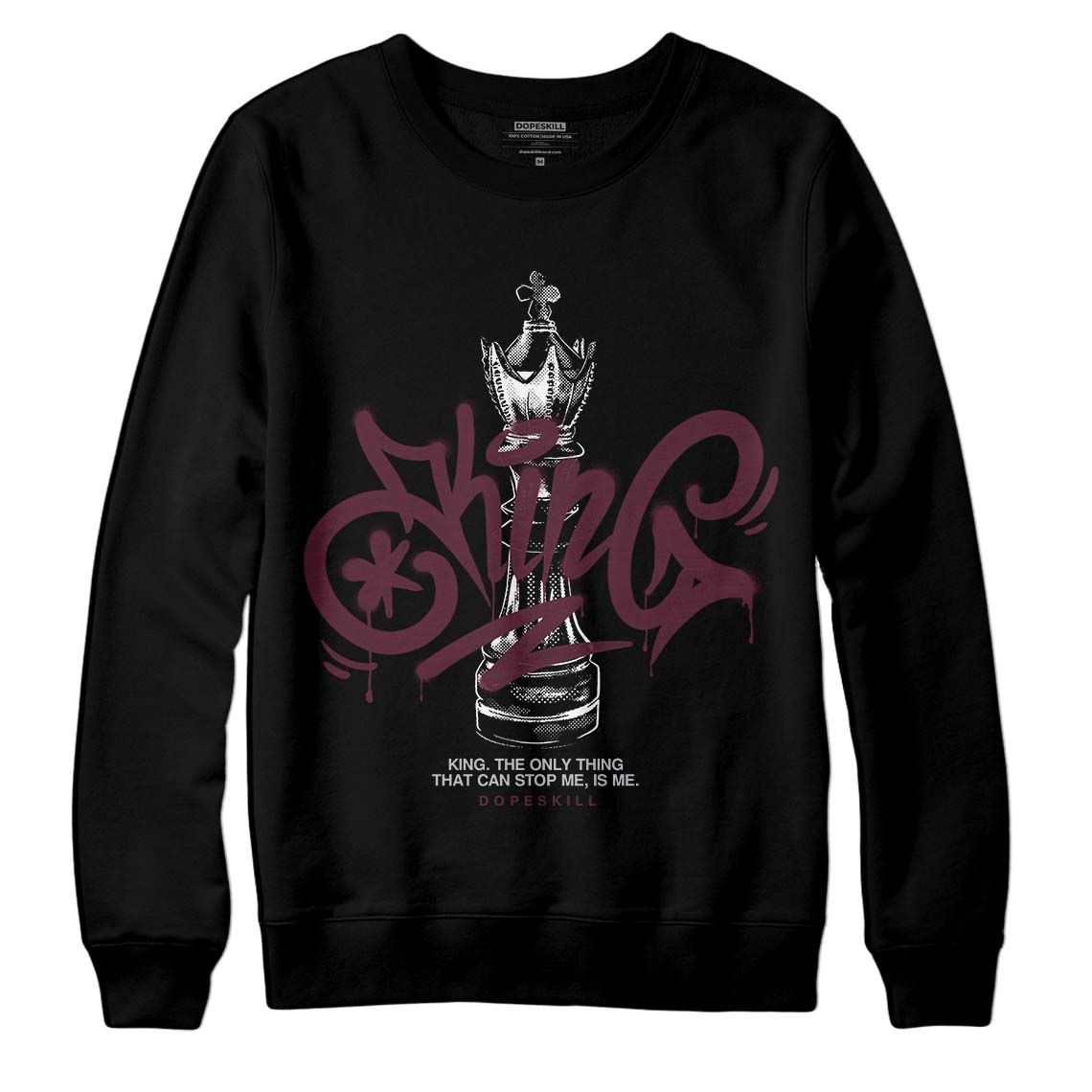 Jordan 5 Retro Burgundy (2023) DopeSkill Sweatshirt King Chess Graphic Streetwear - Black