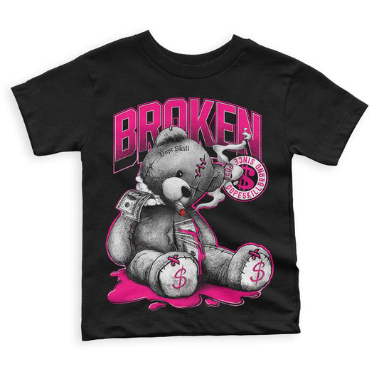 Jordan 1 Low GS “Fierce Pink” Dopeskill Toddler Kids T-shirt Sick Bear Graphic Streetwear - Black