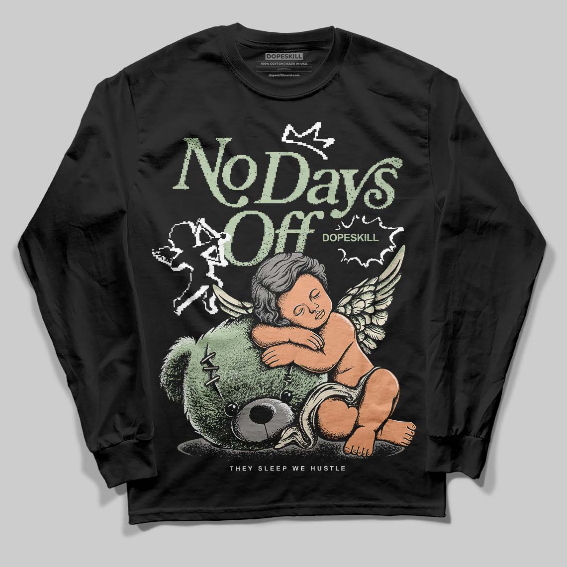 Jordan 4 WMNS “Seafoam” (2025) DopeSkill Long Sleeve T-Shirt New No Days Off Graphic Streetwear - Black