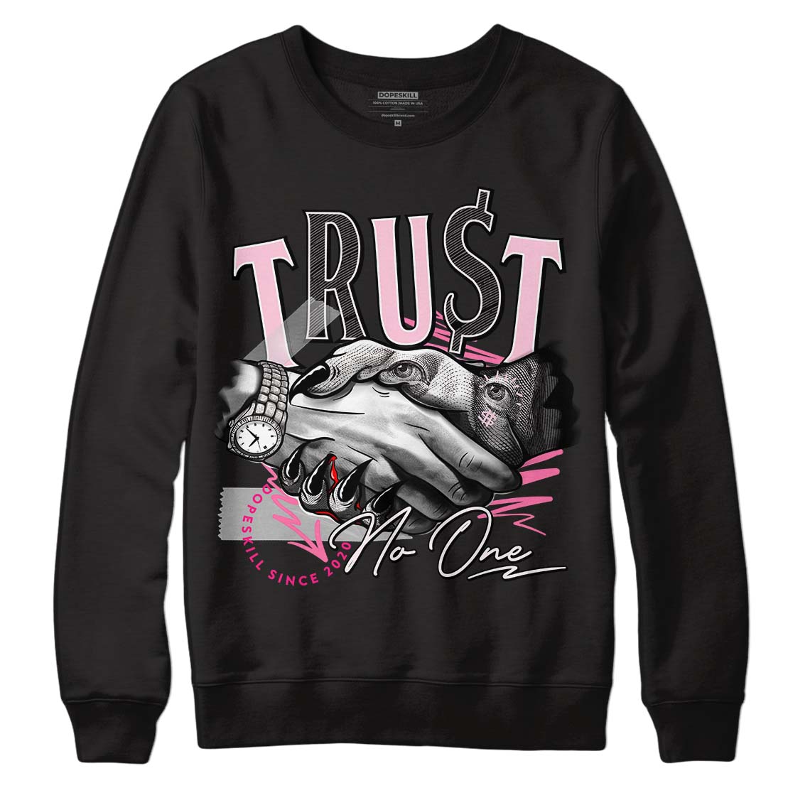 Dunk Low LX Pink Foam  DopeSkill Sweatshirt Trust No One Graphic Streetwear - Black