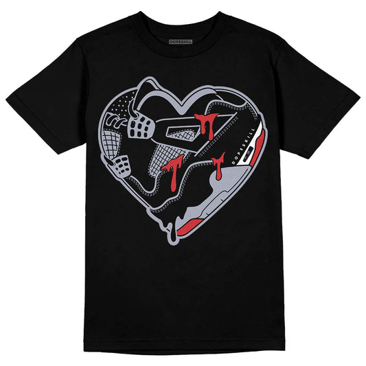 Jordan 4 “Bred Reimagined” DopeSkill T-Shirt Heart Jordan 4 Graphic Streetwear - Black
