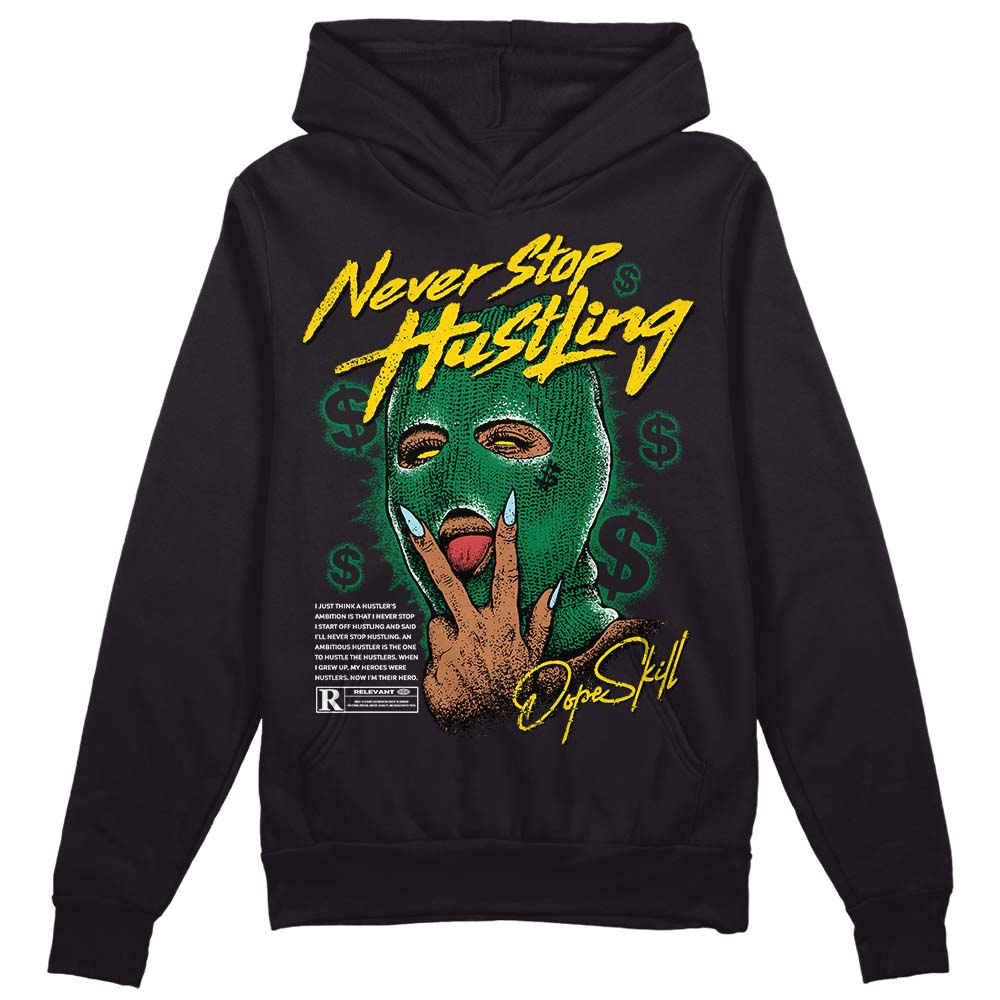 Jordan 5 “Lucky Green” DopeSkill Hoodie Sweatshirt Never Stop Hustling Graphic Streetwear - Black