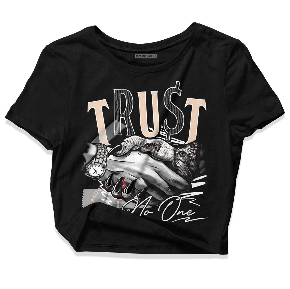 Jordan 2 Sail Black DopeSkill Women's Crop Top Trust No One Graphic Streetwear - Black