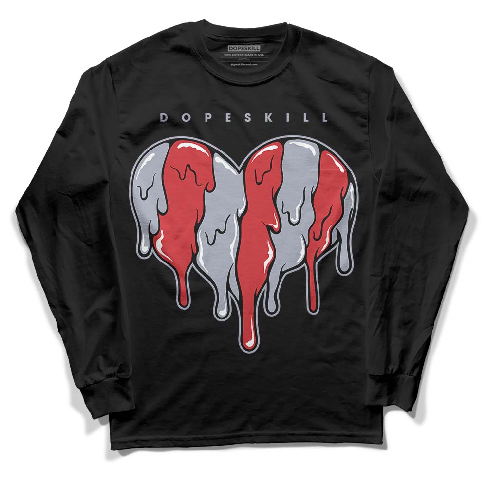 Jordan 4 “Bred Reimagined” DopeSkill Long Sleeve T-Shirt Slime Drip Heart Graphic Streetwear - Black