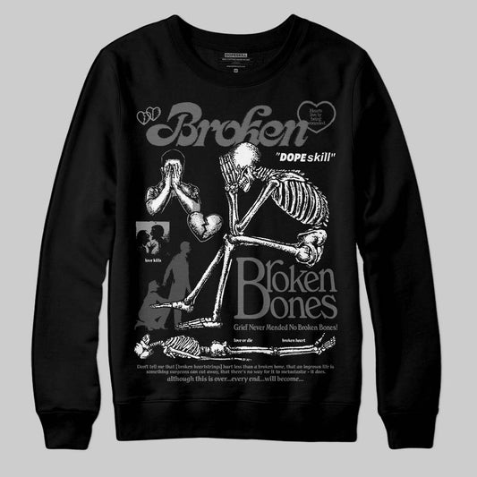 Jordan 4 “Black Cat” (2025) DopeSkill Sweatshirt Broken Bones Graphic Streetwear - Black