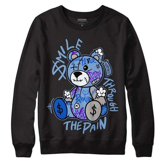 Jordan 5 Retro University Blue DopeSkill Sweatshirt Smile Through The Pain Graphic Streetwear - Black