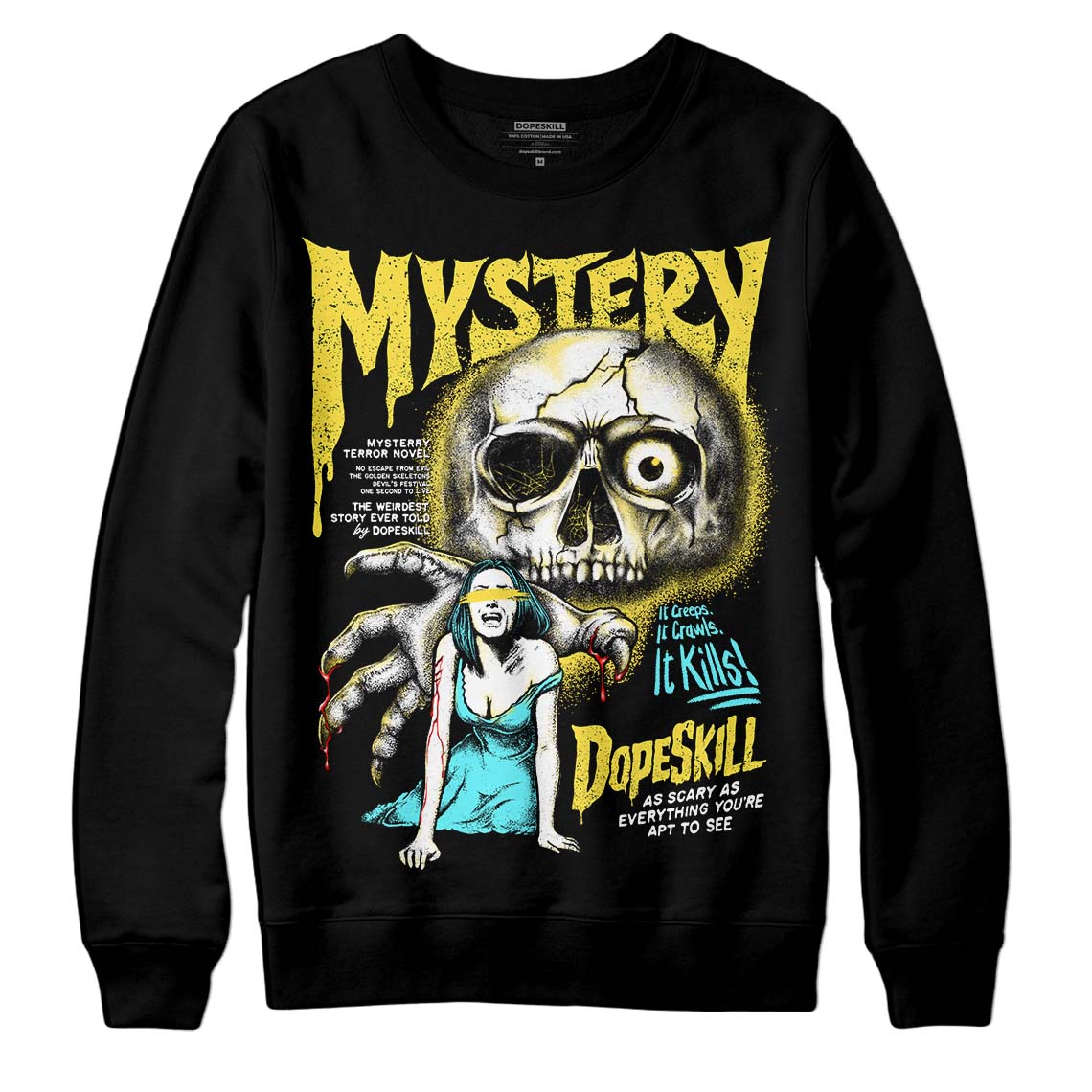 Jordan 5 Aqua DopeSkill Sweatshirt Mystery Ghostly Grasp Graphic Streetwear - Black