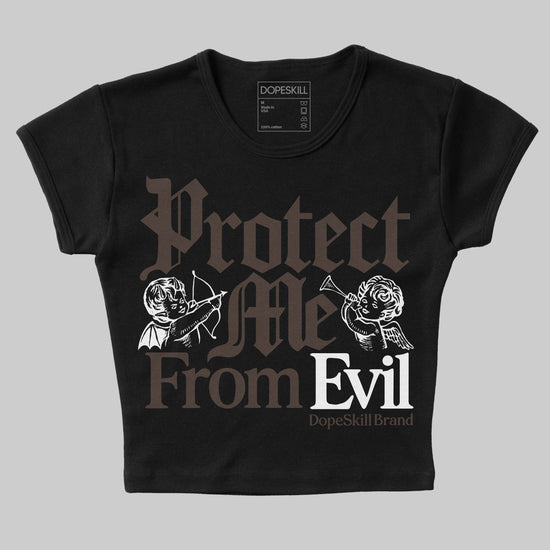 Jordan 1 Low OG “Mocha” DopeSkill Women's Crop Top Protect Me From Evil Graphic Streetwear - Black