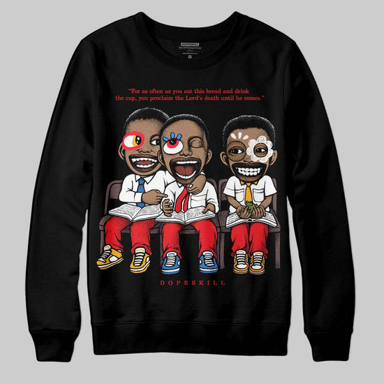Red Sneakers DopeSkill Sweatshirt First Sunday Graphic Streetwear - Black