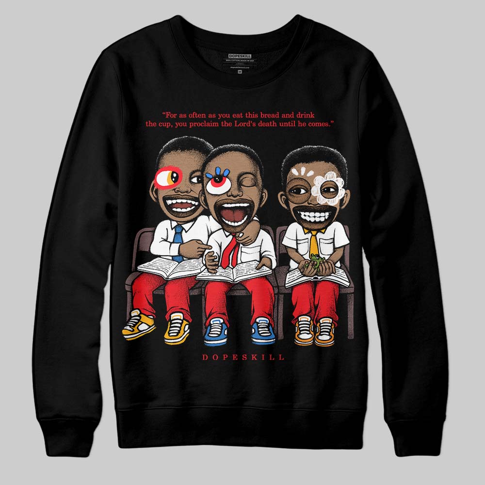 Red Sneakers DopeSkill Sweatshirt First Sunday Graphic Streetwear - Black