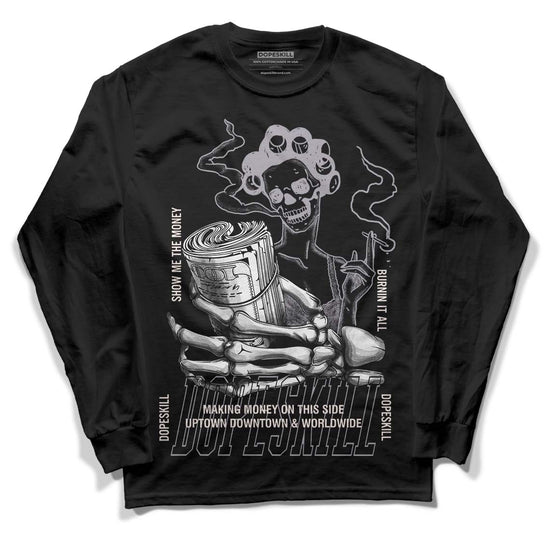 Jordan 2 Cement Grey DopeSkill Long Sleeve T-Shirt Show Me The Money Graphic Streetwear - Black