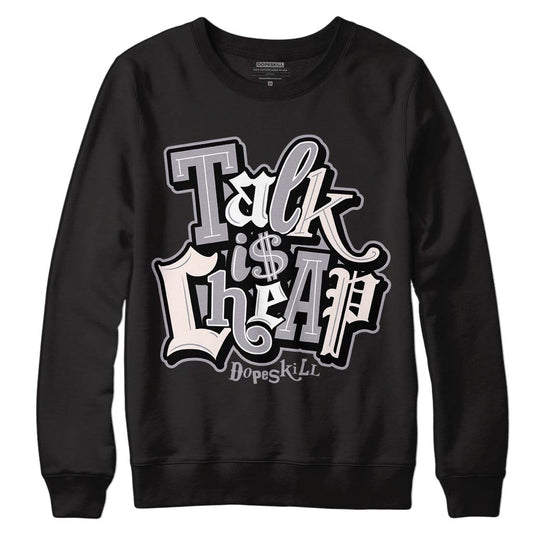 Jordan 2 Cement Grey DopeSkill Sweatshirt Talk Is Chip Graphic Streetwear - Black