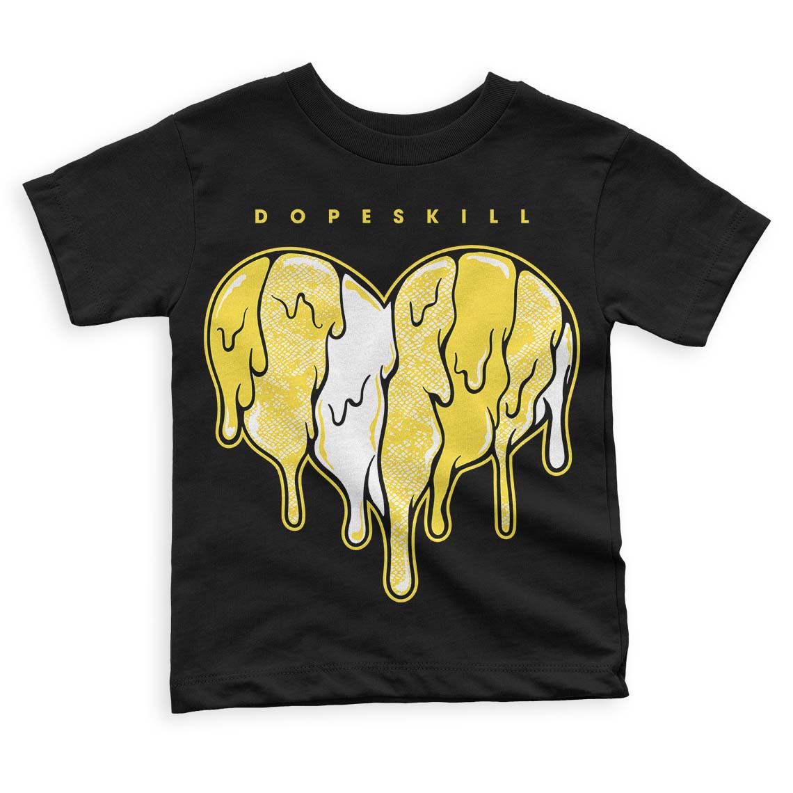 Jordan 11 Low 'Yellow Snakeskin' DopeSkill Toddler Kids T-shirt Slime Drip Heart Graphic Streetwear - Black