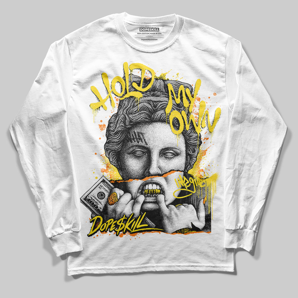 Jordan 11 Low 'Yellow Snakeskin' DopeSkill Long Sleeve T-Shirt Hold My Own Graphic Streetwear - White