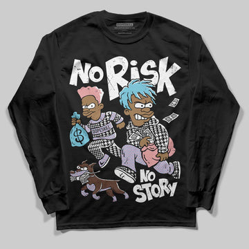 Harris Tweed x Dunk Low Denim Turquoise and Baroque Brown DopeSkill Long Sleeve T-Shirt No Risk No Story Graphic Streetwear - Black