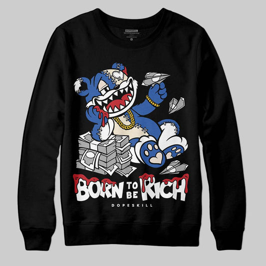 Jordan 1 Low Travis Scott x Fragment DopeSkill Sweatshirt Born To Be Rich Graphic Streetwear - Black