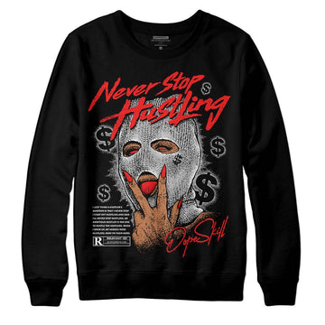 Jordan Spizike Low Bred DopeSkill Sweatshirt Never Stop Hustling Graphic Streetwear - Black 