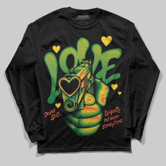 Green Sneakers DopeSkill Long Sleeve T-Shirt Love Shot Graphic Streetwear - Black