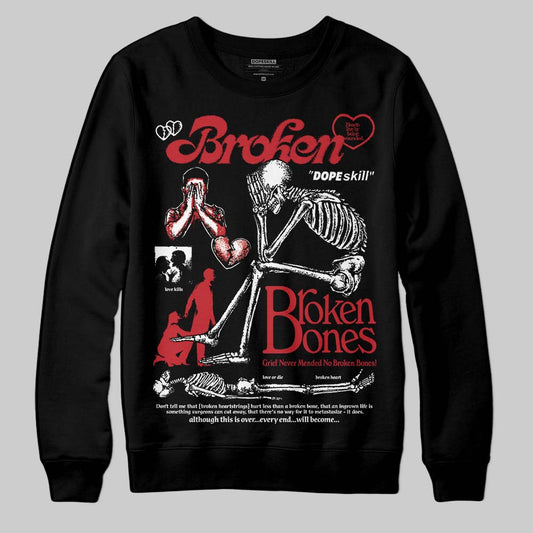 Jordan 5 Retro Fire Red Black Tongue (2025) DopeSkill Sweatshirt Broken Bones Graphic Streetwear - Black