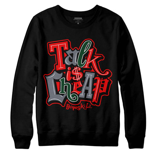 Jordan 2 White Fire Red DopeSkill Sweatshirt Talk Is Chip Graphic Streetwear - Black