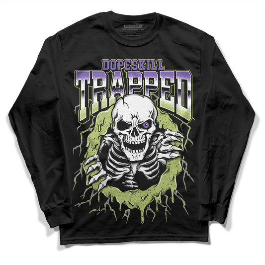 Jordan 4 Retro Canyon Purple DopeSkill Long Sleeve T-Shirt Trapped Halloween Graphic Streetwear - Black