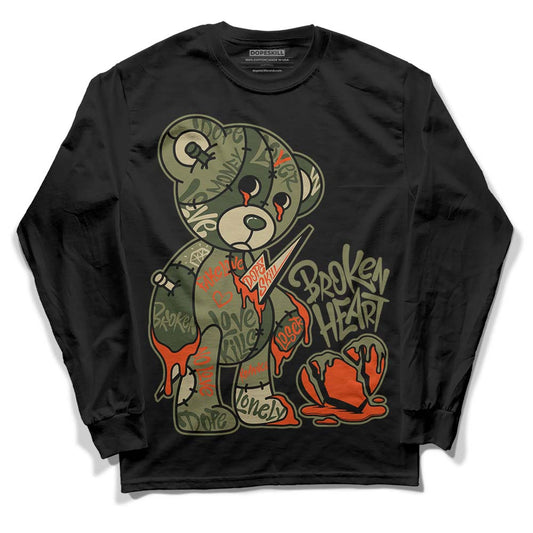 Olive Sneakers DopeSkill Long Sleeve T-Shirt Broken Heart Graphic Streetwear - Black