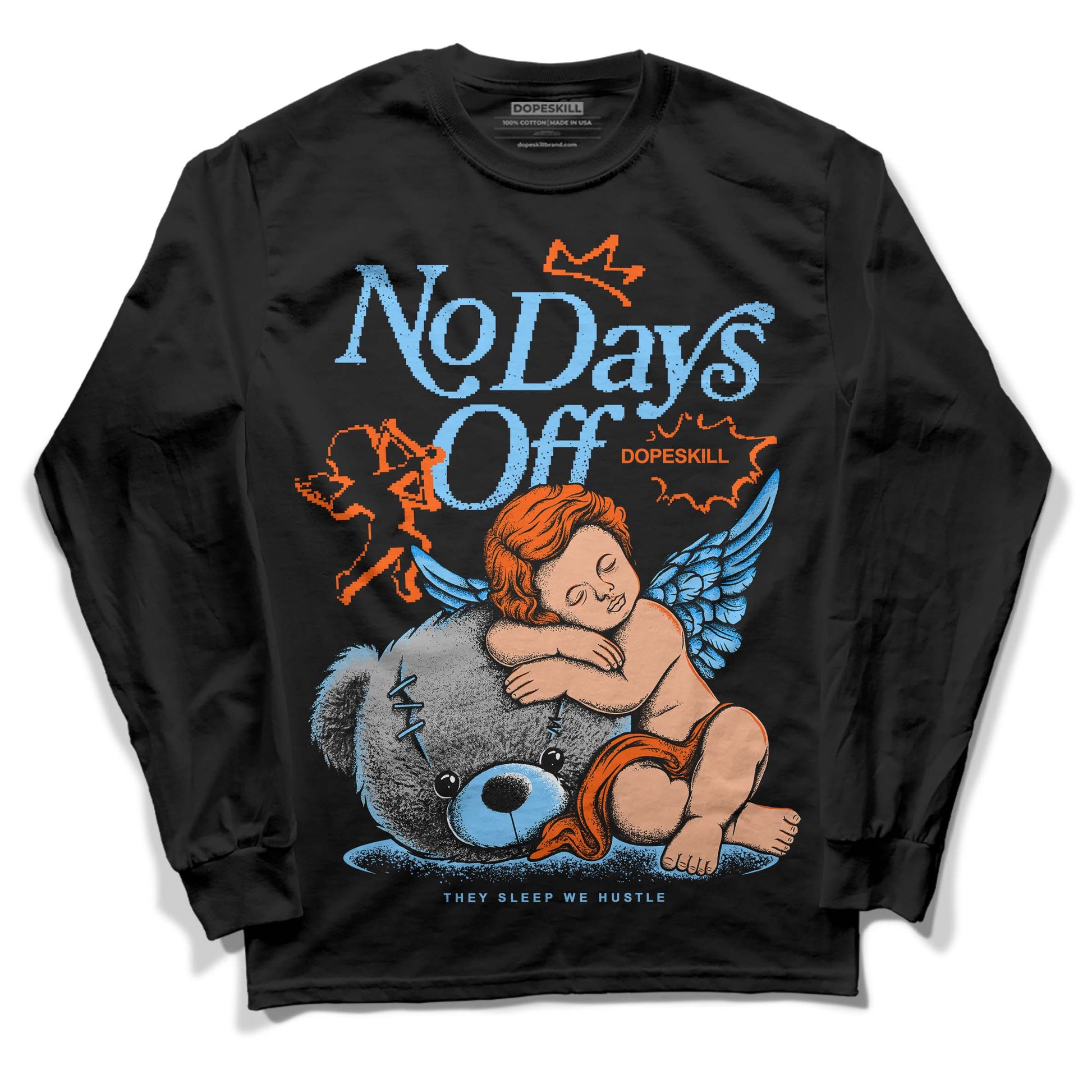 Dunk Low Futura University Blue DopeSkill Long Sleeve T-Shirt New No Days Off Graphic Streetwear - Black