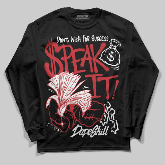 Jordan 5 Retro Fire Red Black Tongue (2025) DopeSkill Long Sleeve T-Shirt Speak It Graphic Streetwear - Black