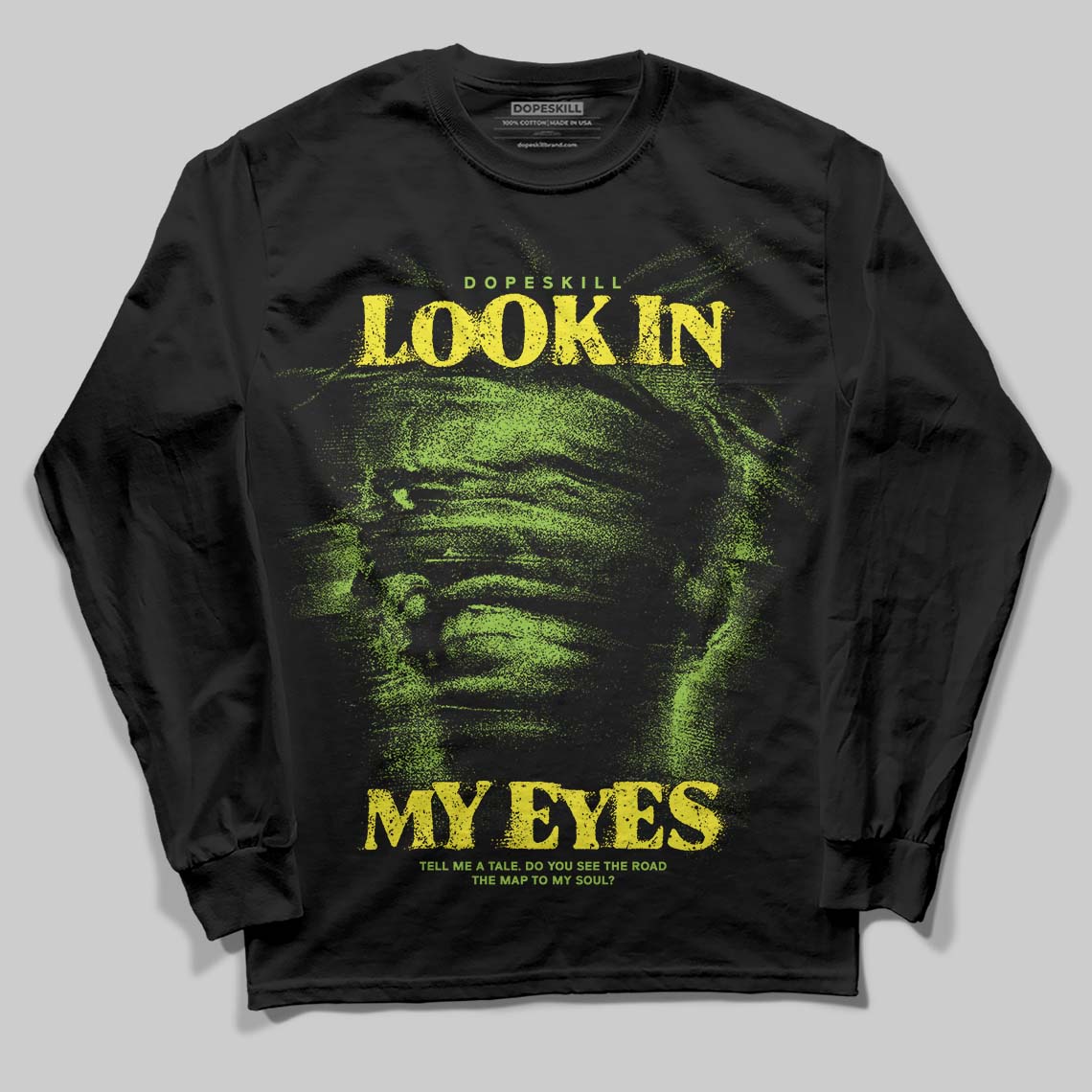 Neon Green Sneakers DopeSkill Long Sleeve T-Shirt Look In My Eyes Graphic Streetwear - Black