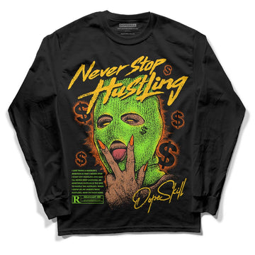 Neon Green Sneakers DopeSkill Long Sleeve T-Shirt Never Stop Hustling Graphic Streetwear - Black