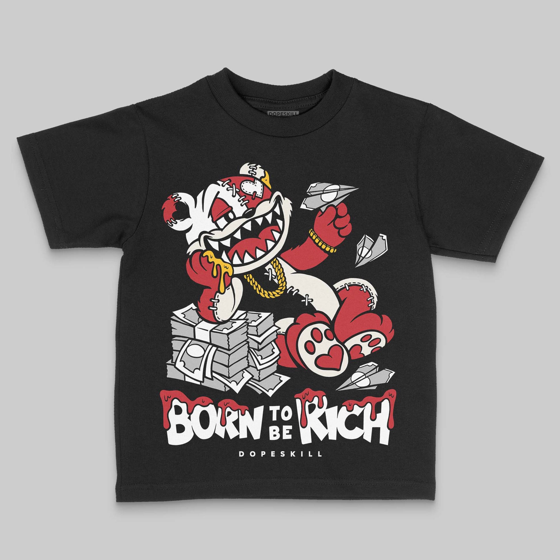Jordan 4 “Flight Club” DopeSkill Toddler Kids T-shirt Born To Be Rich Graphic Streetwear - Black