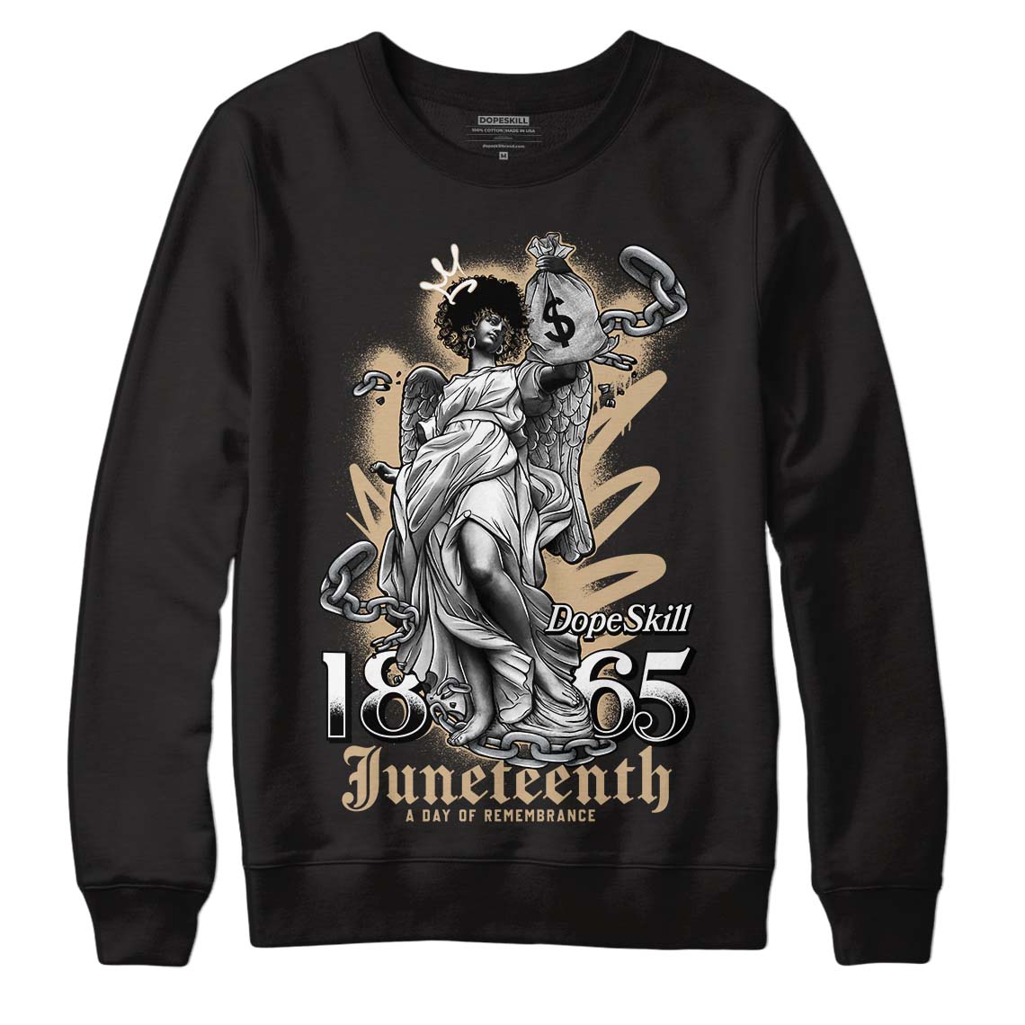 TAN Sneakers DopeSkill Sweatshirt Juneteenth Graphic Streetwear - black