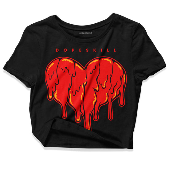 Red Sneakers DopeSkill Women's Crop Top Slime Drip Heart Graphic Streetwear - Black  