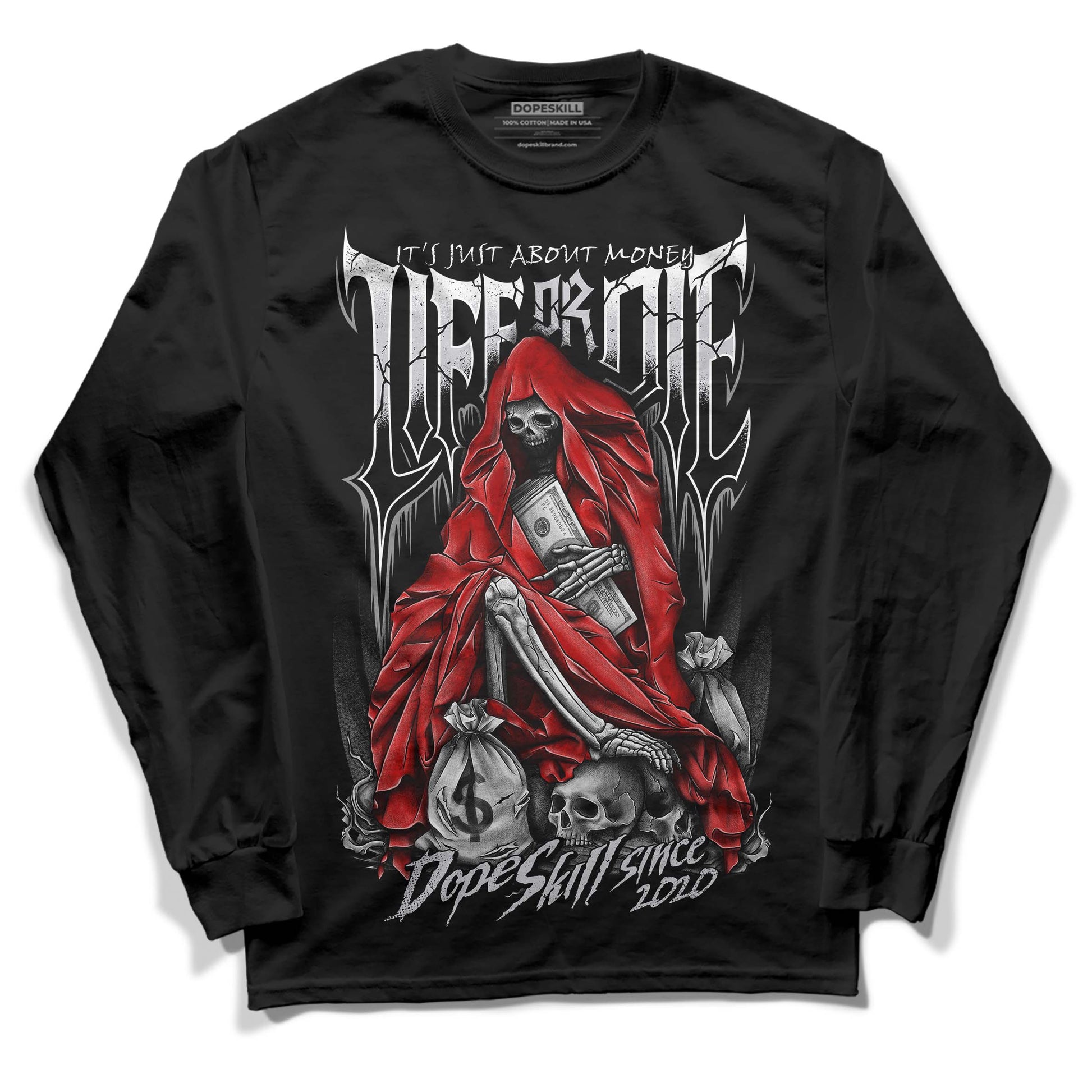 Jordan 2 Retro "Black Cement" DopeSkill Long Sleeve T-Shirt Life or Die Graphic Streetwear - Black