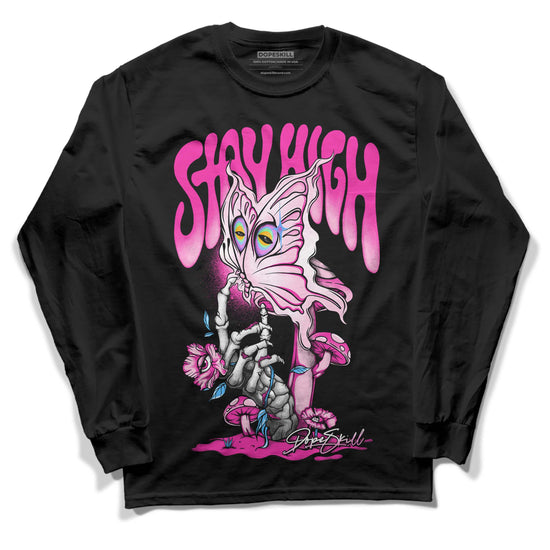 Pink Sneakers DopeSkill Long Sleeve T-Shirt Stay High Graphic Streetwear - Black