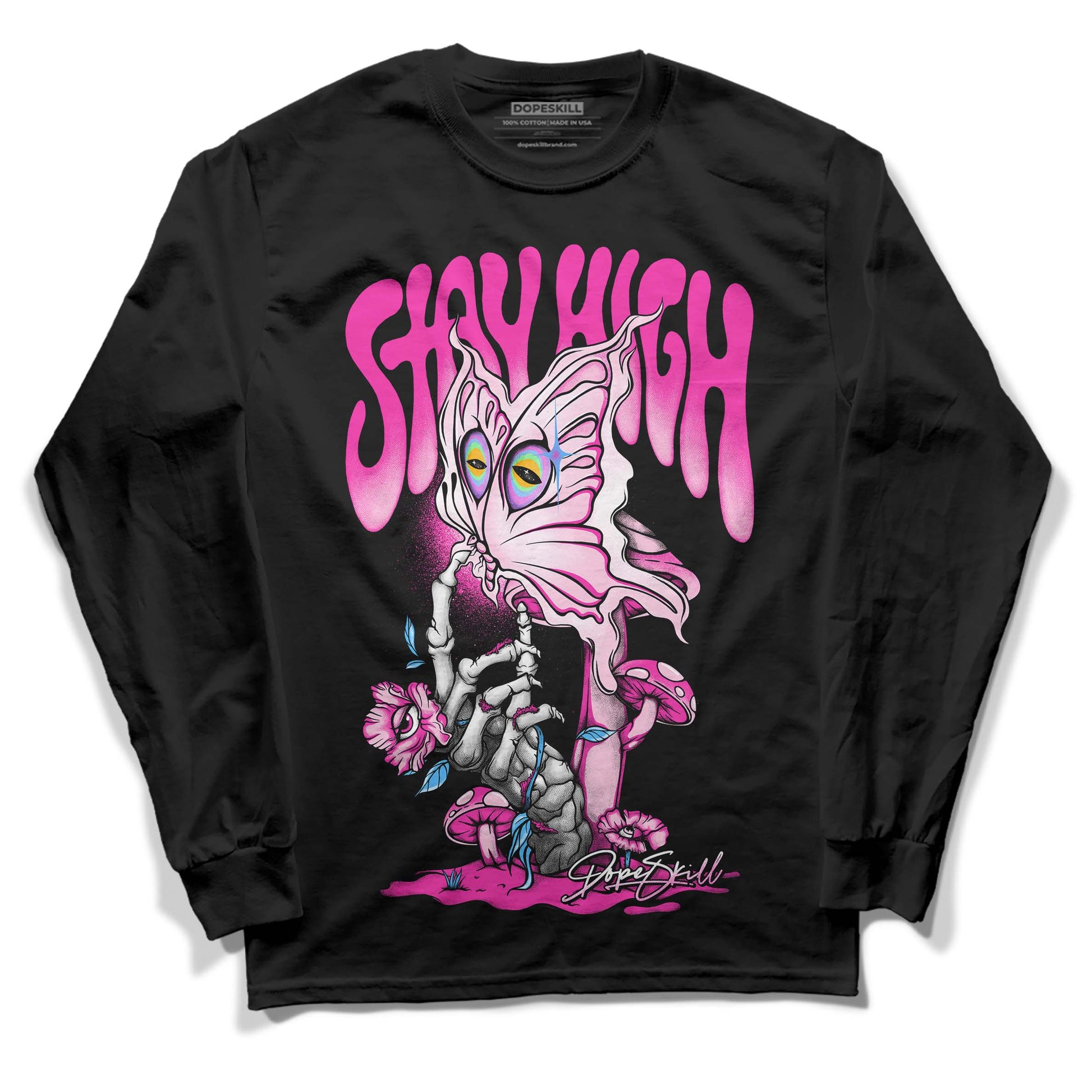 Pink Sneakers DopeSkill Long Sleeve T-Shirt Stay High Graphic Streetwear - Black