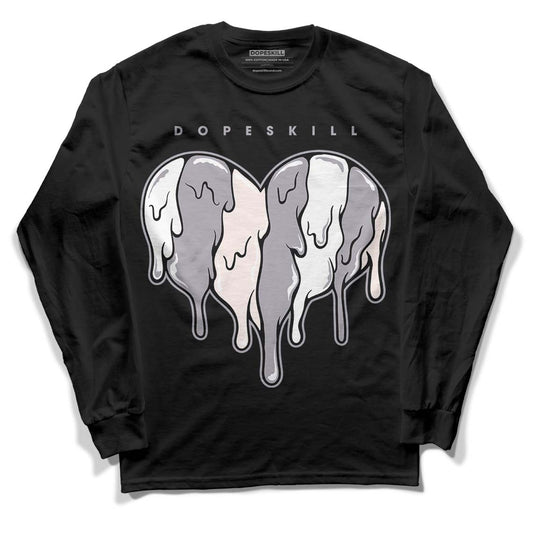 Jordan 2 Cement Grey DopeSkill Long Sleeve T-Shirt Slime Drip Heart Graphic Streetwear - Black