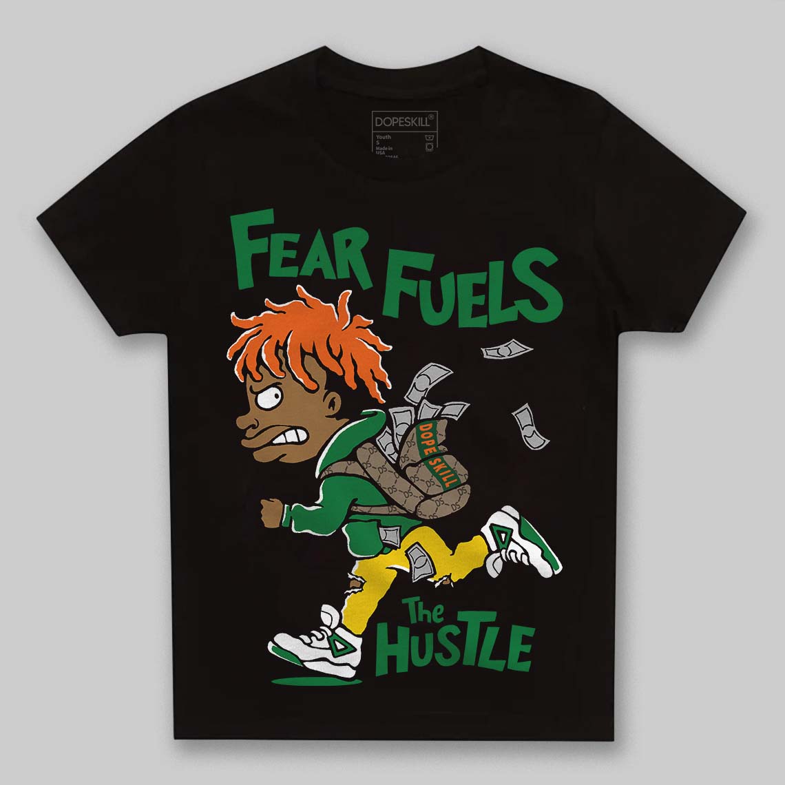 Green Sneakers DopeSkill Toddler Kids T-shirt Fear Fuels The Hustle Graphic Streetwear - Black