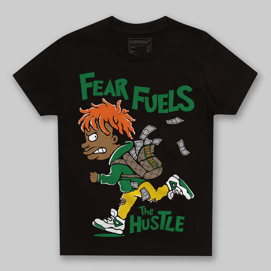 Green Sneakers DopeSkill Toddler Kids T-shirt Fear Fuels The Hustle Graphic Streetwear - Black