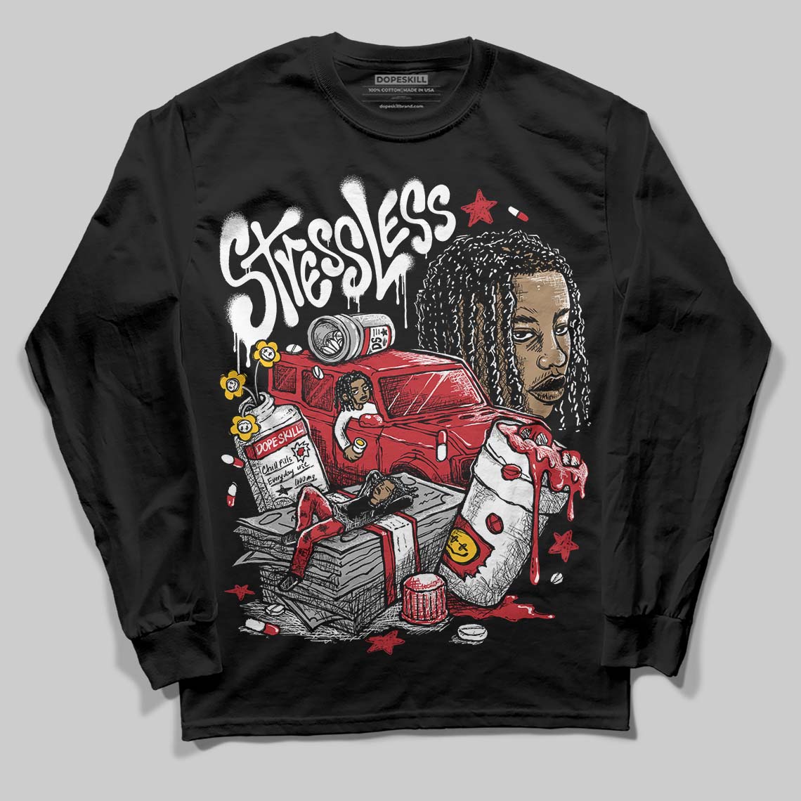Jordan 1 Low OG "Chicago" DopeSkill Long Sleeve T-Shirt Stressless Graphic Streetwear - Black