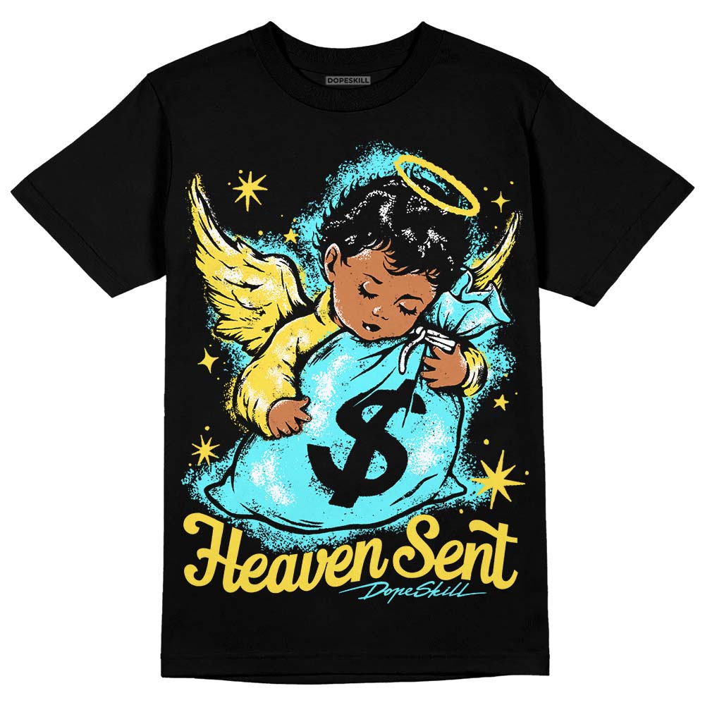 Jordan 5 Aqua DopeSkill T-Shirt Heaven Sent Graphic Streetwear - Black